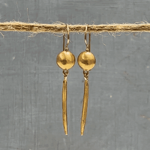 Handmade long dangle 22k gold earrings