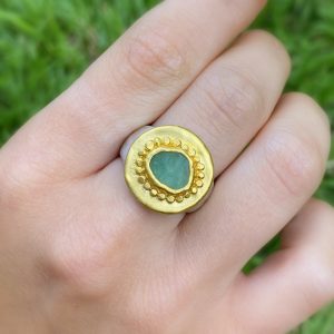 Aventurine 24k solid gold ring