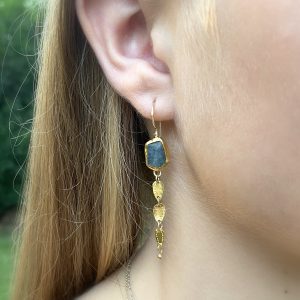 Handmade Blue Chrysocolla 24 karat gold earrings