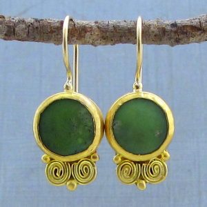 22k gold Chrysoprase earrings