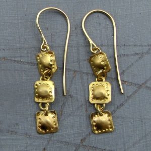 Dangle squares 22k gold earrings