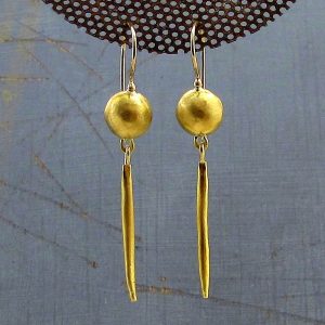 Handmade long dangle 22k gold earrings