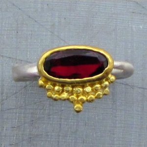 24k gold & silver Garnet ring