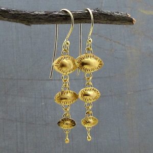 Dangle Evil Eye 22k gold earrings