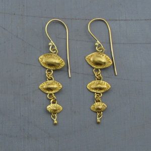 Dangle Evil Eye 22k gold earrings