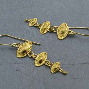 Dangle Evil Eye 22k gold earrings