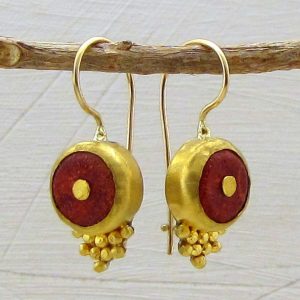 Coral 22k gold earrings