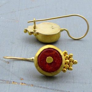 Coral 22k gold earrings