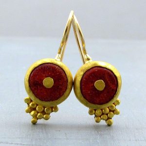 Coral 22k gold earrings