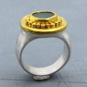 Aventurine 24k solid gold ring