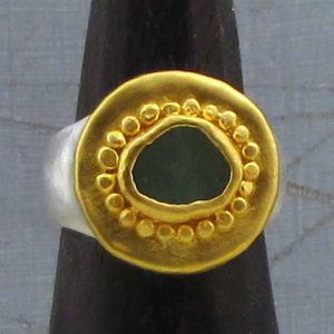 Aventurine 24k solid gold ring