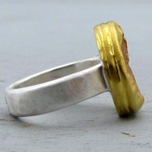 Rough yellow Citrine 24k Gold ring