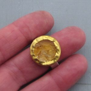 Rough yellow Citrine 24k Gold ring