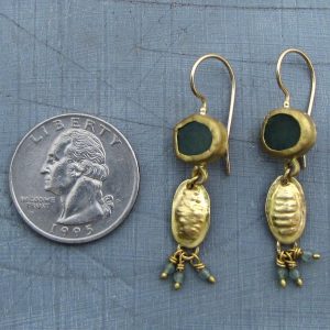 22k gold jewelry collection - Aventurine 22k gold earrings