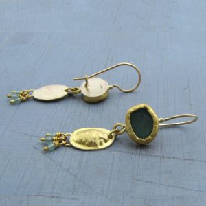 22k gold jewelry collection - Aventurine 22k gold earrings