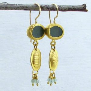 22k gold jewelry collection - Aventurine 22k gold earrings