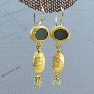 22k gold jewelry collection - Aventurine 22k gold earrings