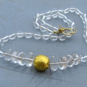 Beads necklace with 24k gold pendant