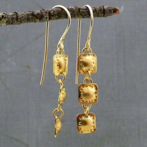 Dangle squares 22k gold earrings