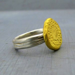 24 karat gold & silver stacking ring