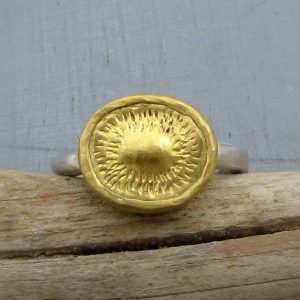 Oval 24k gold ring