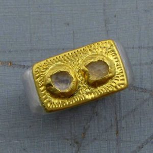 Moonstone 24 karat gold signet ring