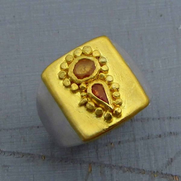 Orange Sapphire gold ring