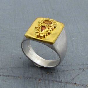 Orange Sapphire gold ring