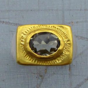 Green Amethyst 24k gold ring