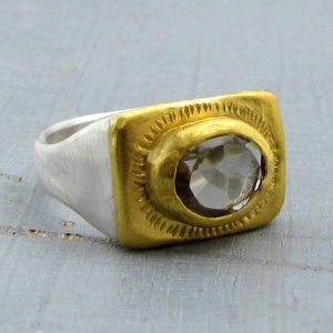 Green Amethyst 24k gold ring