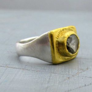 Green Amethyst 24k gold ring