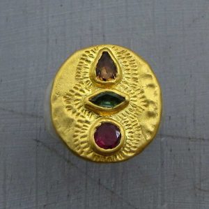 Ethnic Tourmaline 24k gold ring