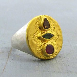 Ethnic Tourmaline 24k gold ring