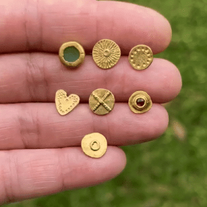 Round handmade 22k gold studs