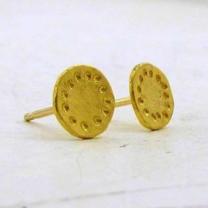 Round handmade 22k gold studs