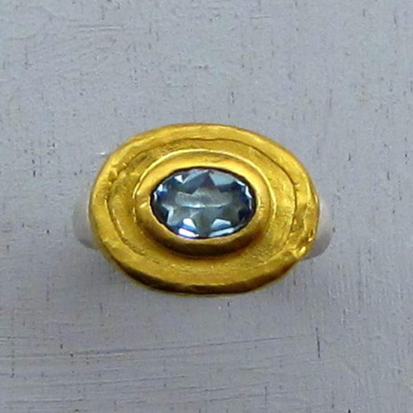 Blue Topaz 24k gold ring