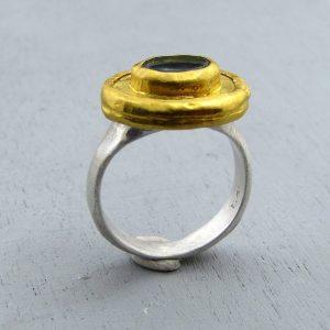 Blue Topaz 24k gold ring