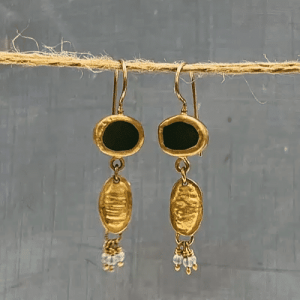 22k gold jewelry collection - Aventurine 22k gold earrings