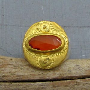 Ethnic Carnelian 24k gold ring