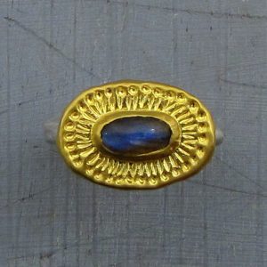 Ethnic handmade Labraorite 24 karat gold ring