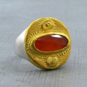 Ethnic Carnelian 24k gold ring