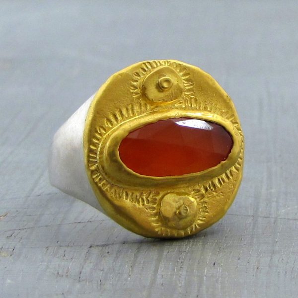 Ethnic Carnelian 24k gold ring