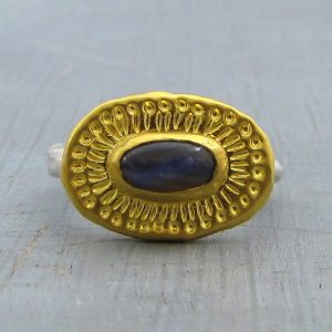 Ethnic handmade Labraorite 24 karat gold ring