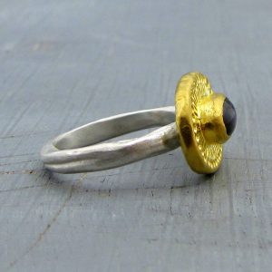 Ethnic handmade Labraorite 24 karat gold ring