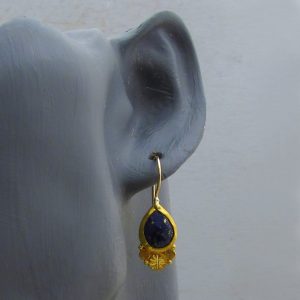 Handmade ethnic Lapis Lazuli 24k gold earrings