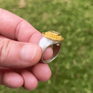 Aventurine 24k solid gold ring