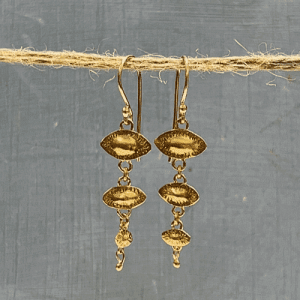 Dangle Evil Eye 22k gold earrings