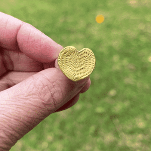 Hammered heart 24k gold ring