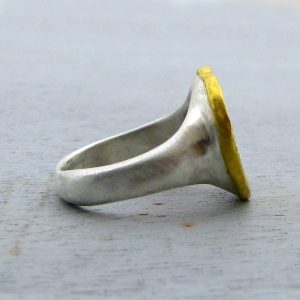 Hammered heart 24k gold ring