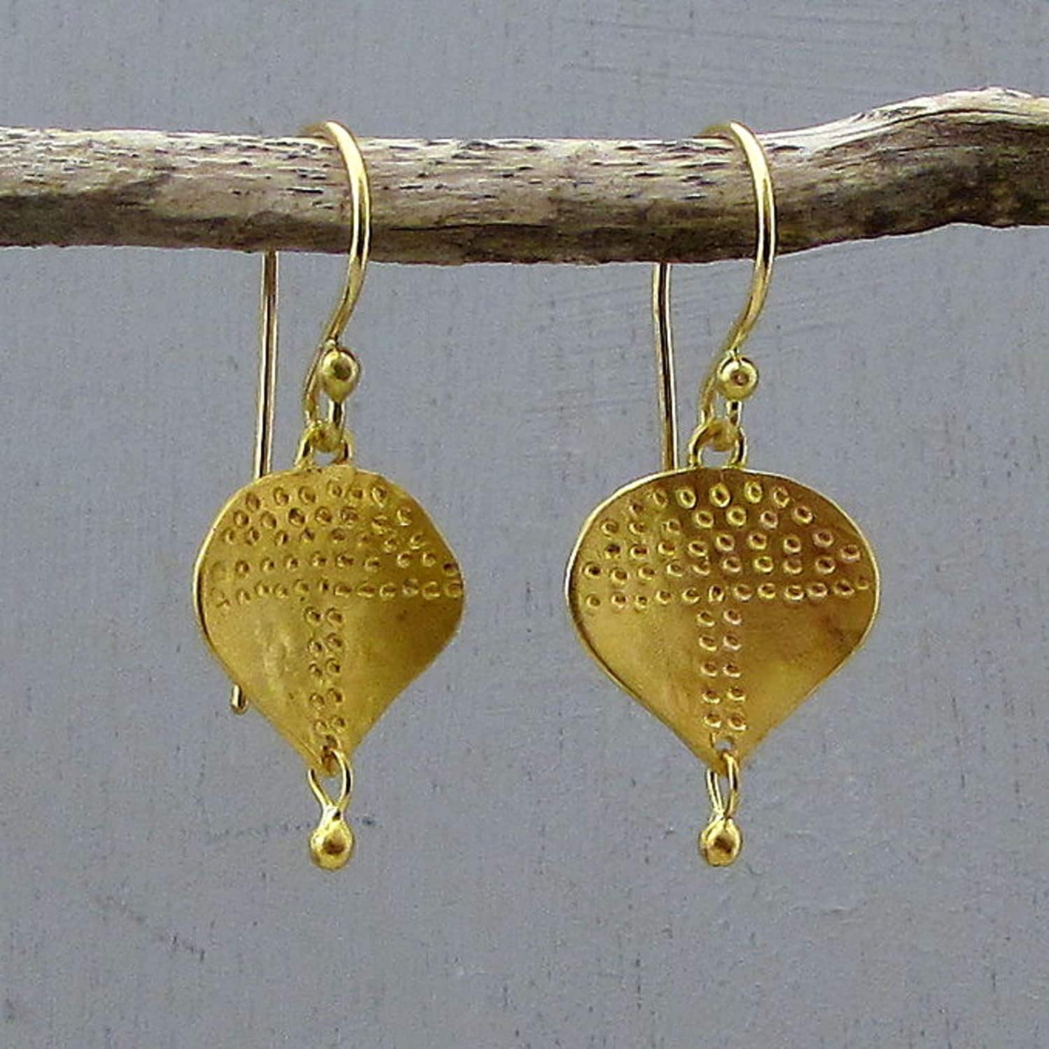 Drop dangle 22k gold earrings